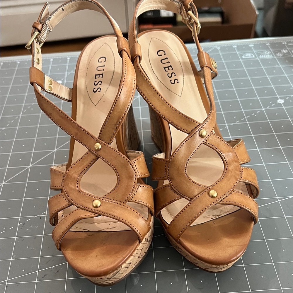 Guess Women's Brown Wedge Sandals